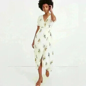 Madewell White Wrap Sundress with Flutter Sleeves